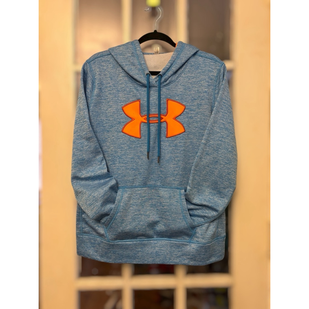 Under Armour Womens Blue & Orange Coldgear Fleece Pullover Hoodie Sporty NO SIZE - Picture 13 of 14